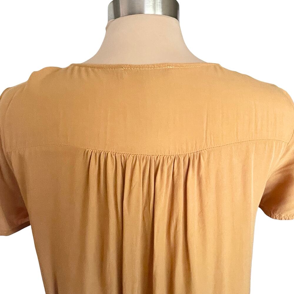 Andree by Unit Mustard Short Sleeve Floral Embroidered Blouse MEDIUM Bohemian - Picture 3 of 9